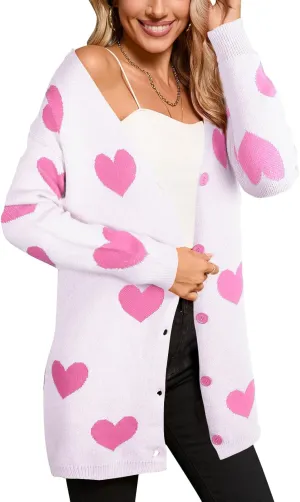 shermie Women's Button Down Cardigan Sweaters Long Sleeve Loose Casual Knit Pattern Outwear Cardigan