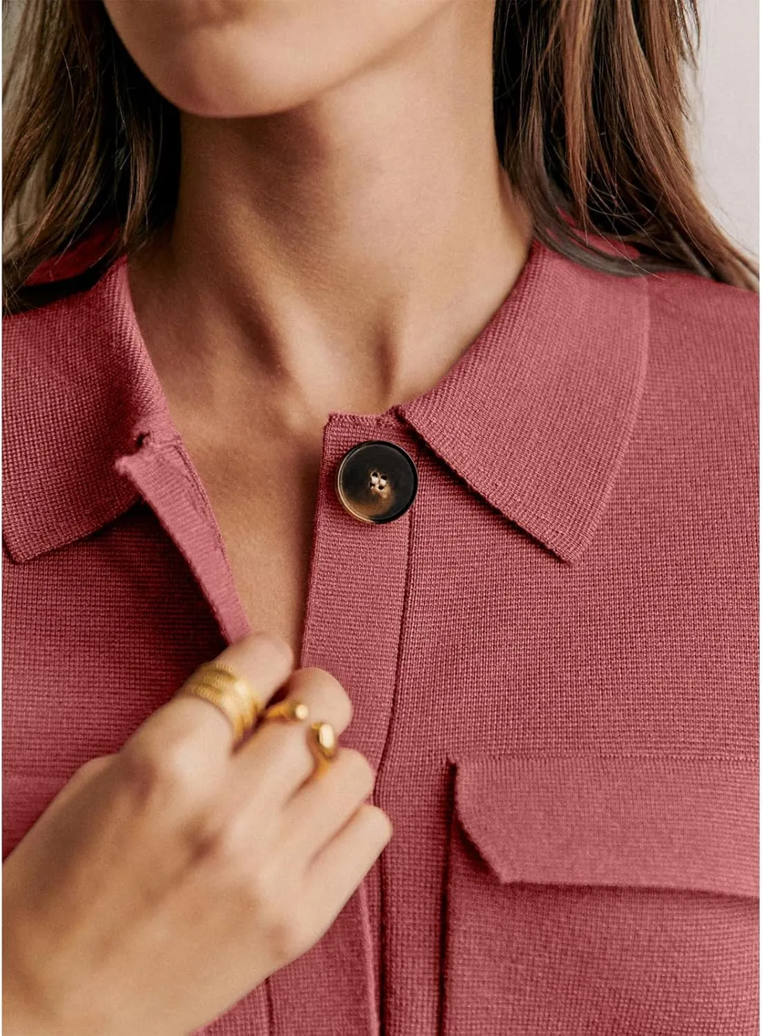 Shy Velvet Women 2025 Shackets Jacket Patch-Pocket Sweaters Merino Cardigan Open Front Button Down Cropped Jackets