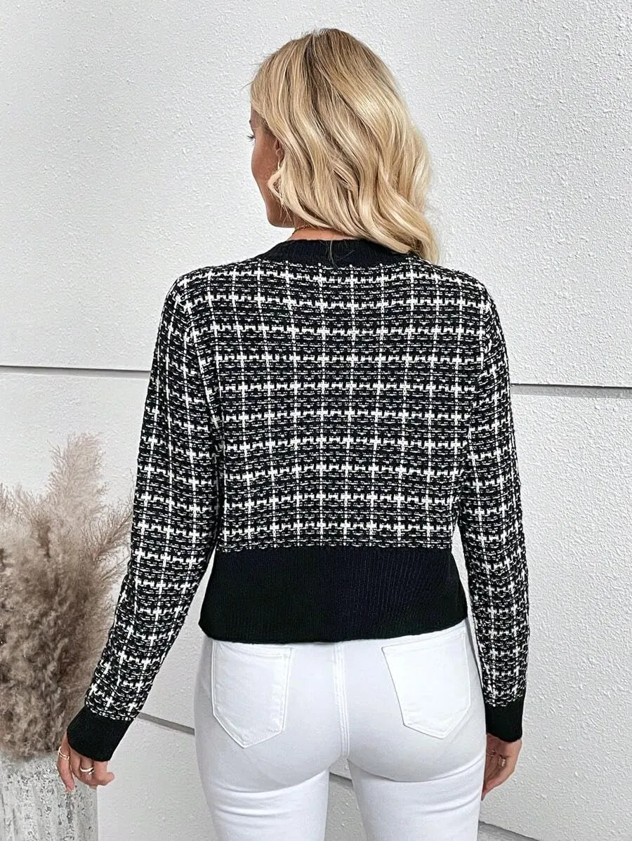 SKAYS Women's Autumn Jackets,Tweed Cardigan,Womens Cardigans Dressy Casual Flap Detail Button Front Cardigan