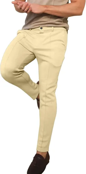 Slim Fit Suit Dress Pants Mens Chinos Straight Leg Stretch Business Work Office Pants Casual Golf Baseball Athletic Pants