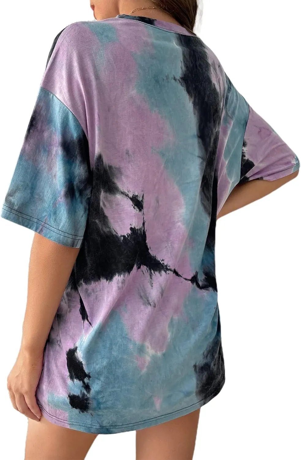 SOFIA'S CHOICE Tie Dye Shirt Women Oversized Tshirts Summer Casual Short Sleeve Tee Tops