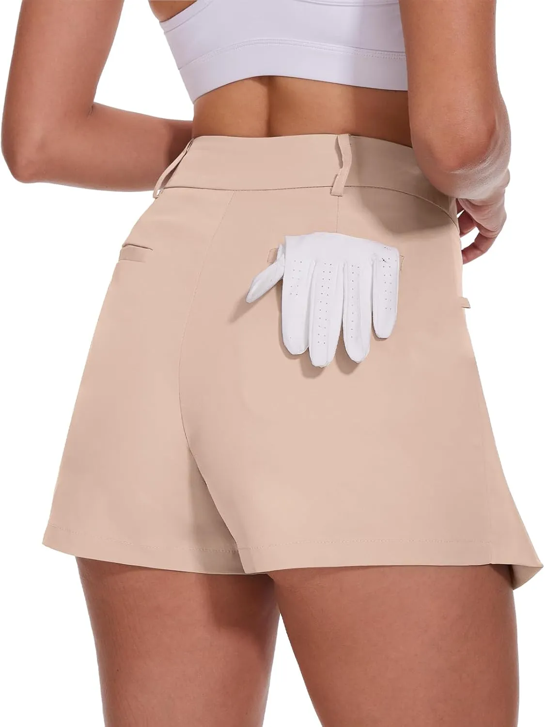 Soneven Women's Golf Skorts Skirts 15'' High Waisted Golf Shorts Athletic Tennis Skirt Built-in Shorts with Pockets