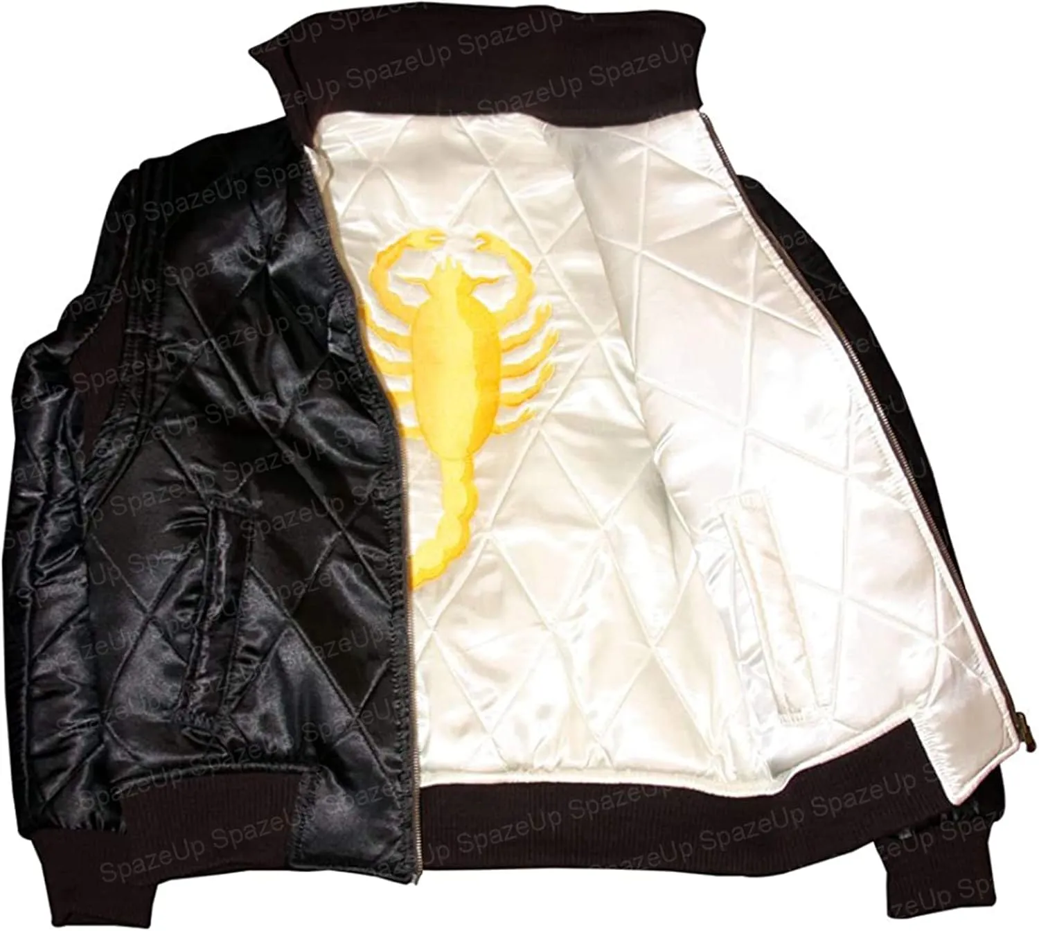 SpazeUp Reversible Scorpio Driv Jacket Men - Scorpio Logo Driv Satin Bomber Jacket Men