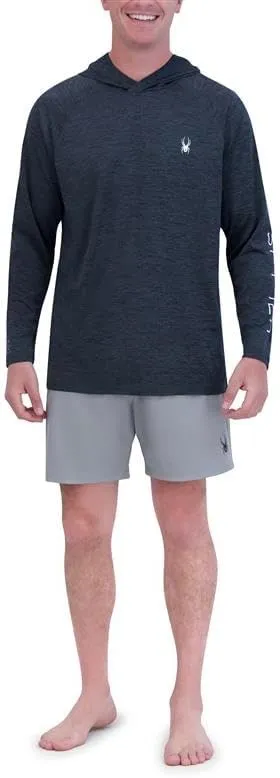 Spyder Men's Hooded Long Sleeve Rashguard  UPF 30  Quick-Dry Swim Shirt for Surfing, Hiking, Gym & Outdoor Sports