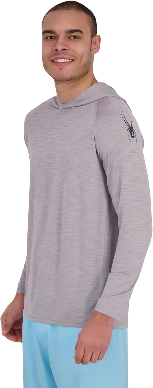 Spyder Men's Hooded Long Sleeve Rashguard  UPF 30  Quick-Dry Swim Shirt for Surfing, Hiking, Gym & Outdoor Sports