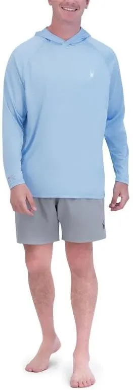 Spyder Men's Hooded Long Sleeve Rashguard  UPF 30  Quick-Dry Swim Shirt for Surfing, Hiking, Gym & Outdoor Sports