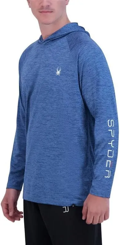 Spyder Men's Hooded Long Sleeve Rashguard  UPF 30  Quick-Dry Swim Shirt for Surfing, Hiking, Gym & Outdoor Sports