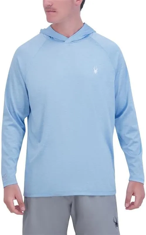Spyder Men's Hooded Long Sleeve Rashguard  UPF 30  Quick-Dry Swim Shirt for Surfing, Hiking, Gym & Outdoor Sports