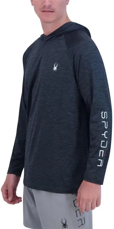 Spyder Men's Hooded Long Sleeve Rashguard  UPF 30  Quick-Dry Swim Shirt for Surfing, Hiking, Gym & Outdoor Sports