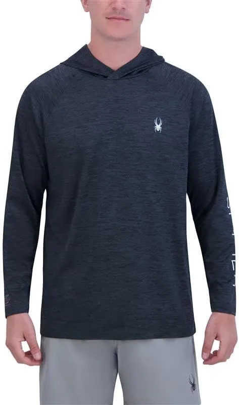 Spyder Men's Hooded Long Sleeve Rashguard  UPF 30  Quick-Dry Swim Shirt for Surfing, Hiking, Gym & Outdoor Sports