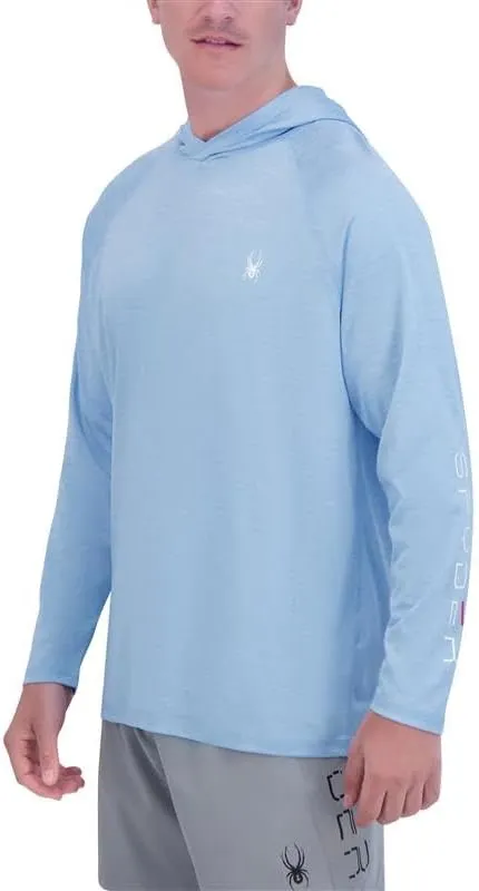 Spyder Men's Hooded Long Sleeve Rashguard  UPF 30  Quick-Dry Swim Shirt for Surfing, Hiking, Gym & Outdoor Sports