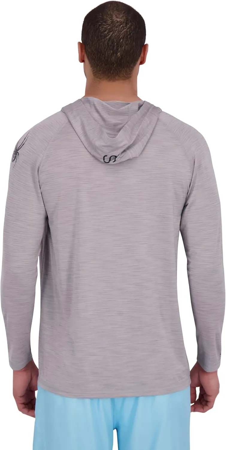 Spyder Men's Hooded Long Sleeve Rashguard  UPF 30  Quick-Dry Swim Shirt for Surfing, Hiking, Gym & Outdoor Sports