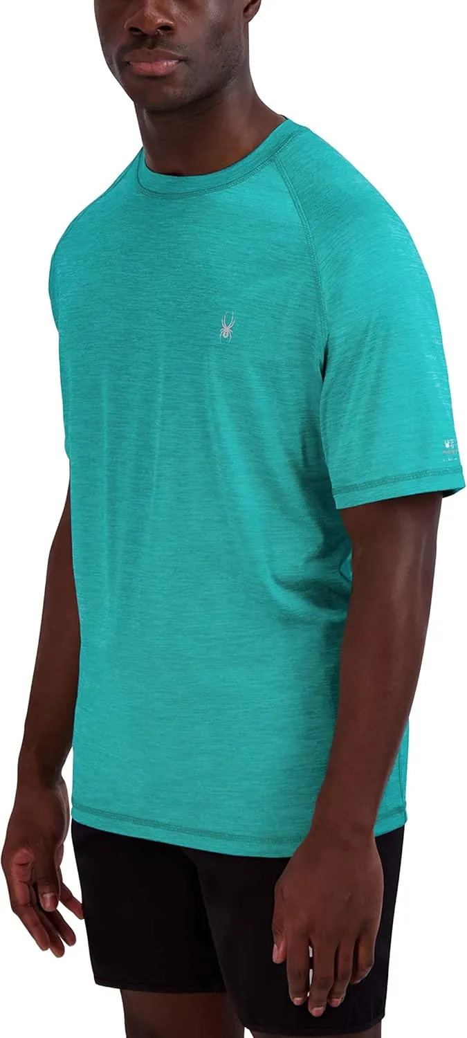 Spyder Men's Short Sleeve Rashguard  UPF , Quick-Dry, Swim Shirt, Surfing, Hiking, Workout