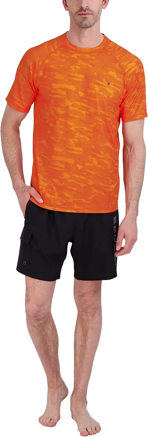 Spyder Men's Short Sleeve Rashguard  UPF , Quick-Dry, Swim Shirt, Surfing, Hiking, Workout