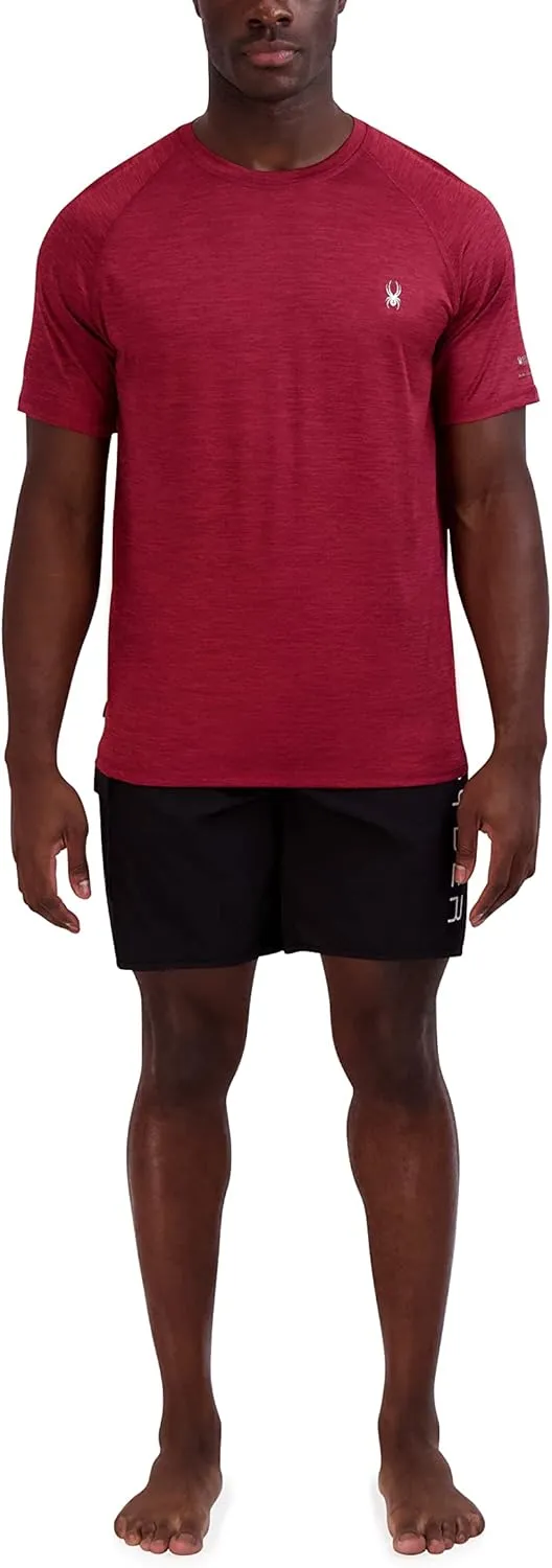 Spyder Men's Short Sleeve Rashguard  UPF , Quick-Dry, Swim Shirt, Surfing, Hiking, Workout