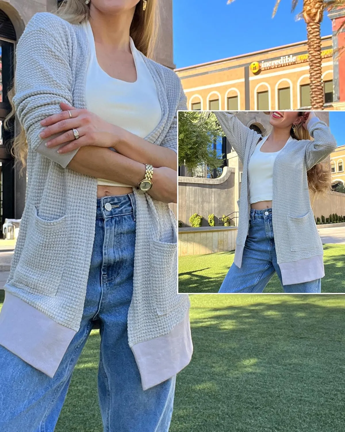 STYLEWORD Women's Fashion Cardigan Sweater Lightweight Open Front Long Casual Beach Kimonos Outfits with Pockets