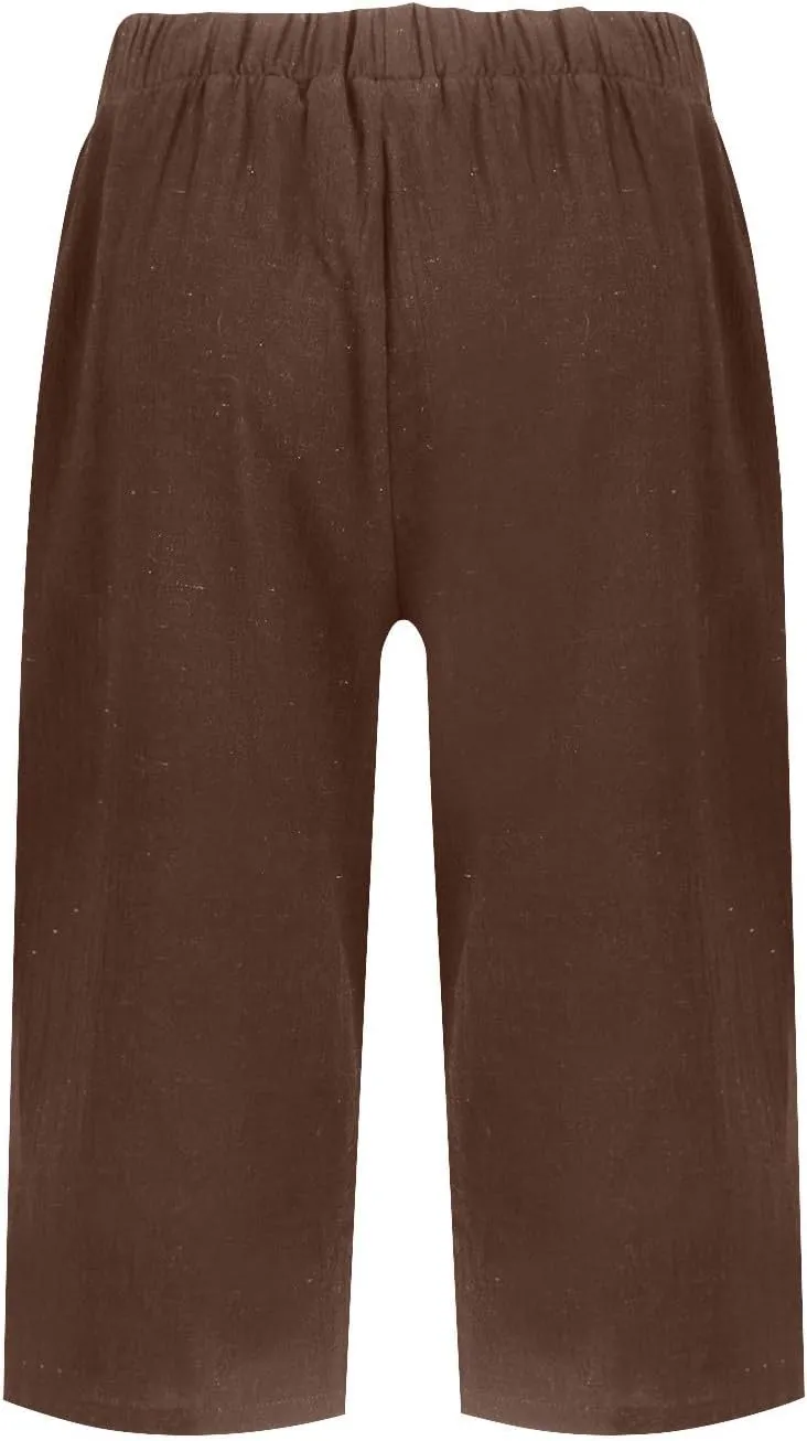 Summer Bermuda Shorts for Women Knee Length 2024 Trendy Linen Shorts Lightweight Casual Beach Short Pants w/Pockets