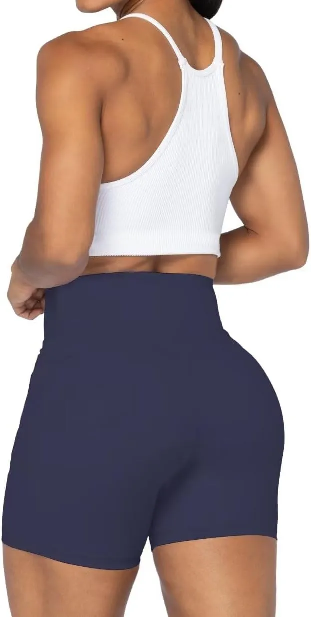 Sunzel No Front Seam Biker Shorts for Women with Pockets, Yoga Workout Gym Bike Shorts with Tummy Control