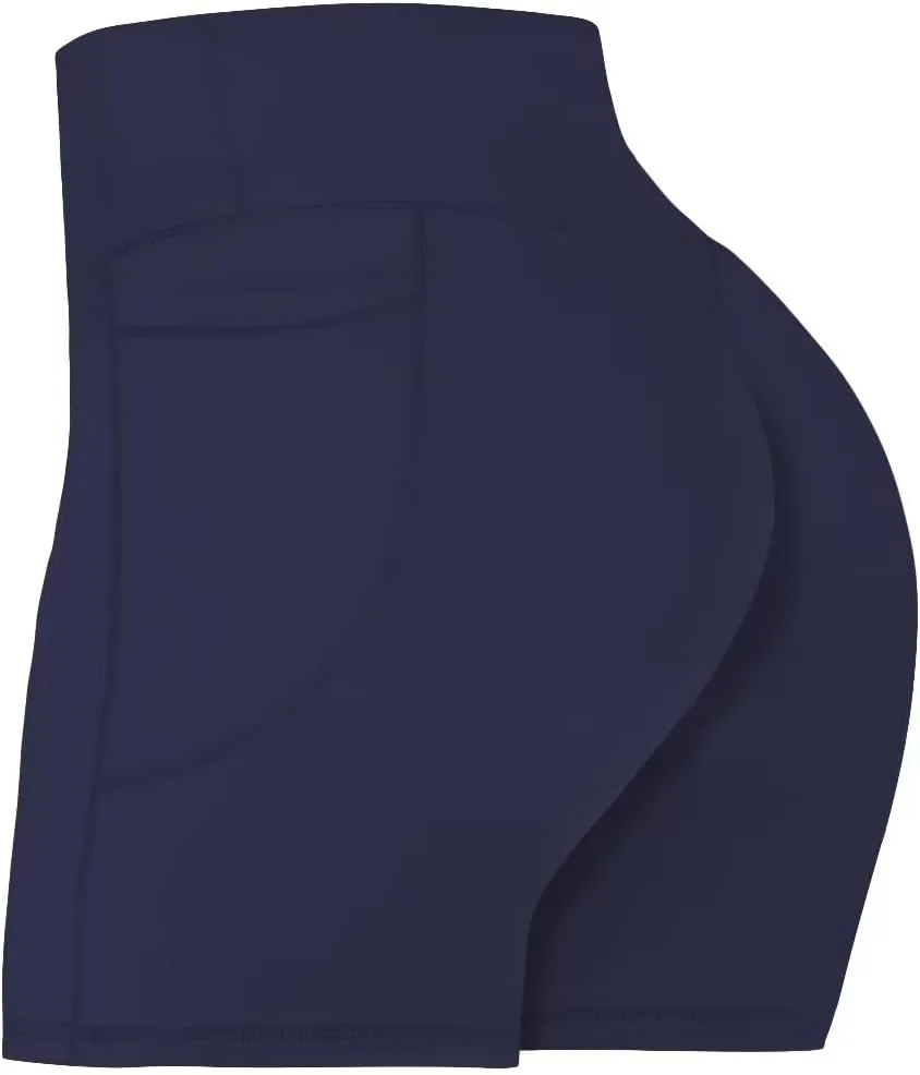 Sunzel No Front Seam Biker Shorts for Women with Pockets, Yoga Workout Gym Bike Shorts with Tummy Control