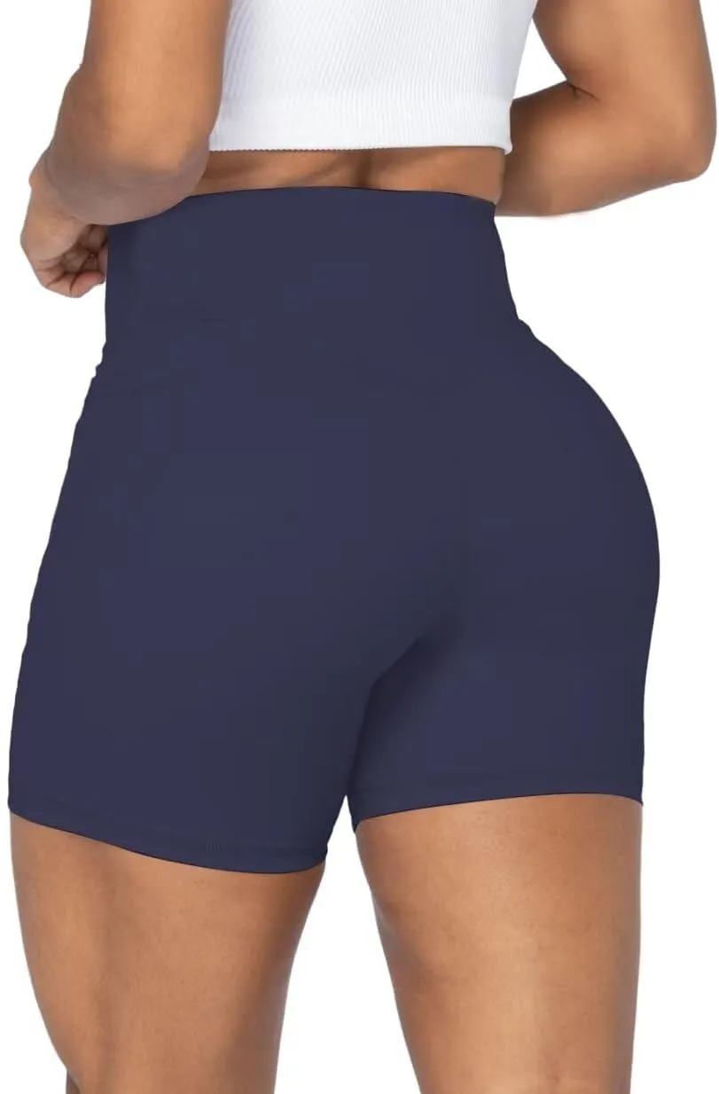 Sunzel No Front Seam Biker Shorts for Women with Pockets, Yoga Workout Gym Bike Shorts with Tummy Control