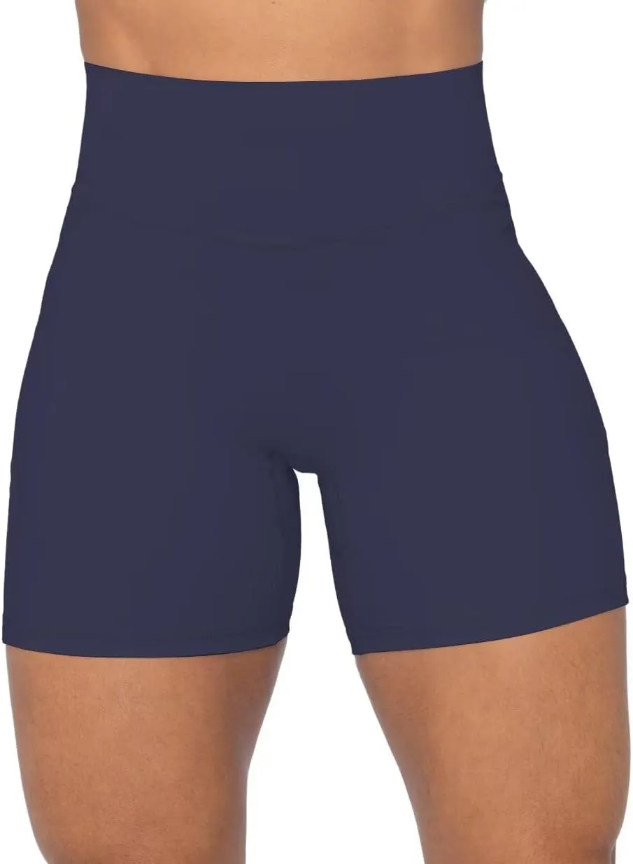 Sunzel No Front Seam Biker Shorts for Women with Pockets, Yoga Workout Gym Bike Shorts with Tummy Control