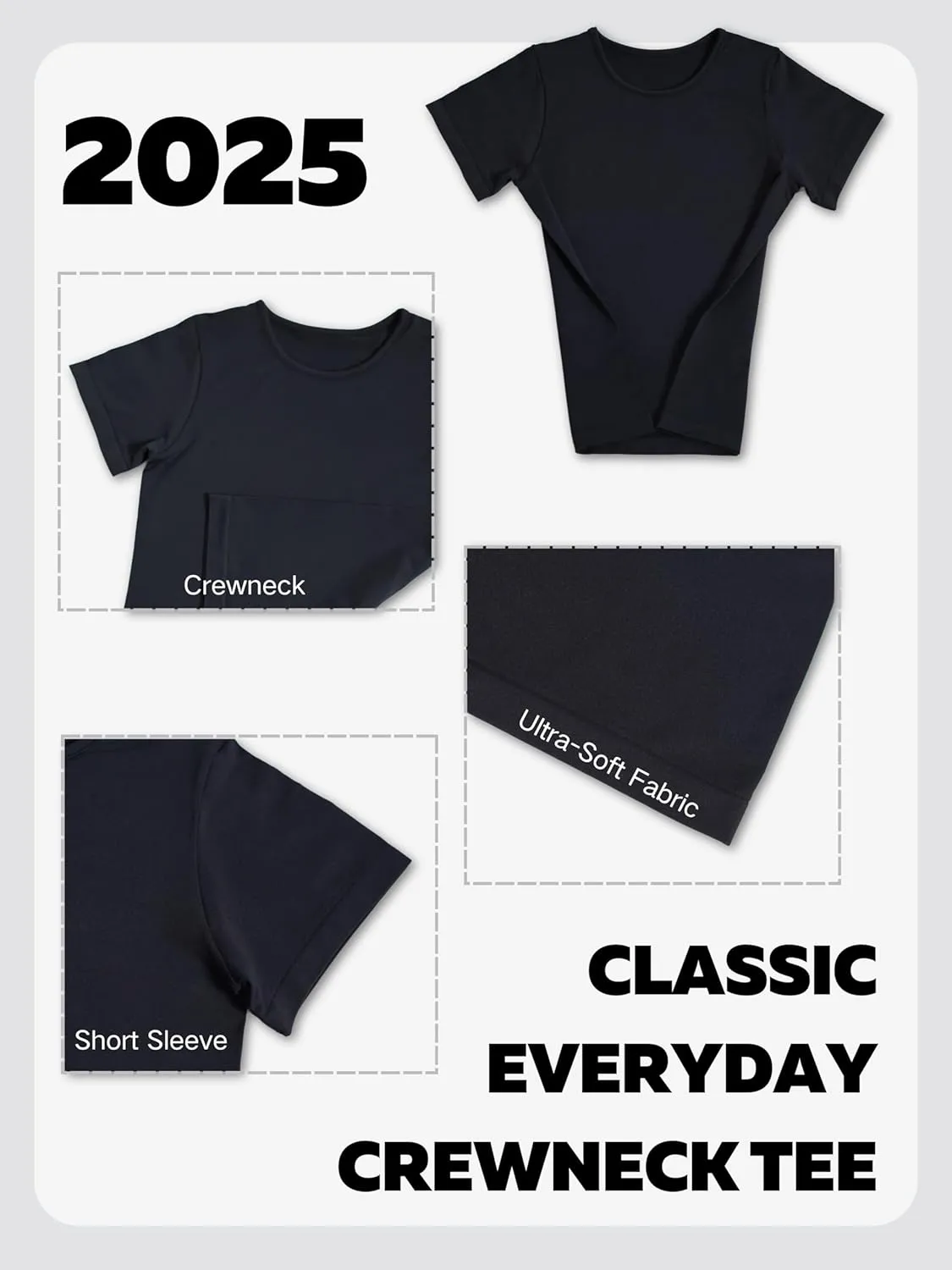 Sunzel Short Sleeve Fitted Basic T Shirts for Women, Soft Crew Neck Basic Crop Tee Cute Trendy Summer Tops Tight Tees