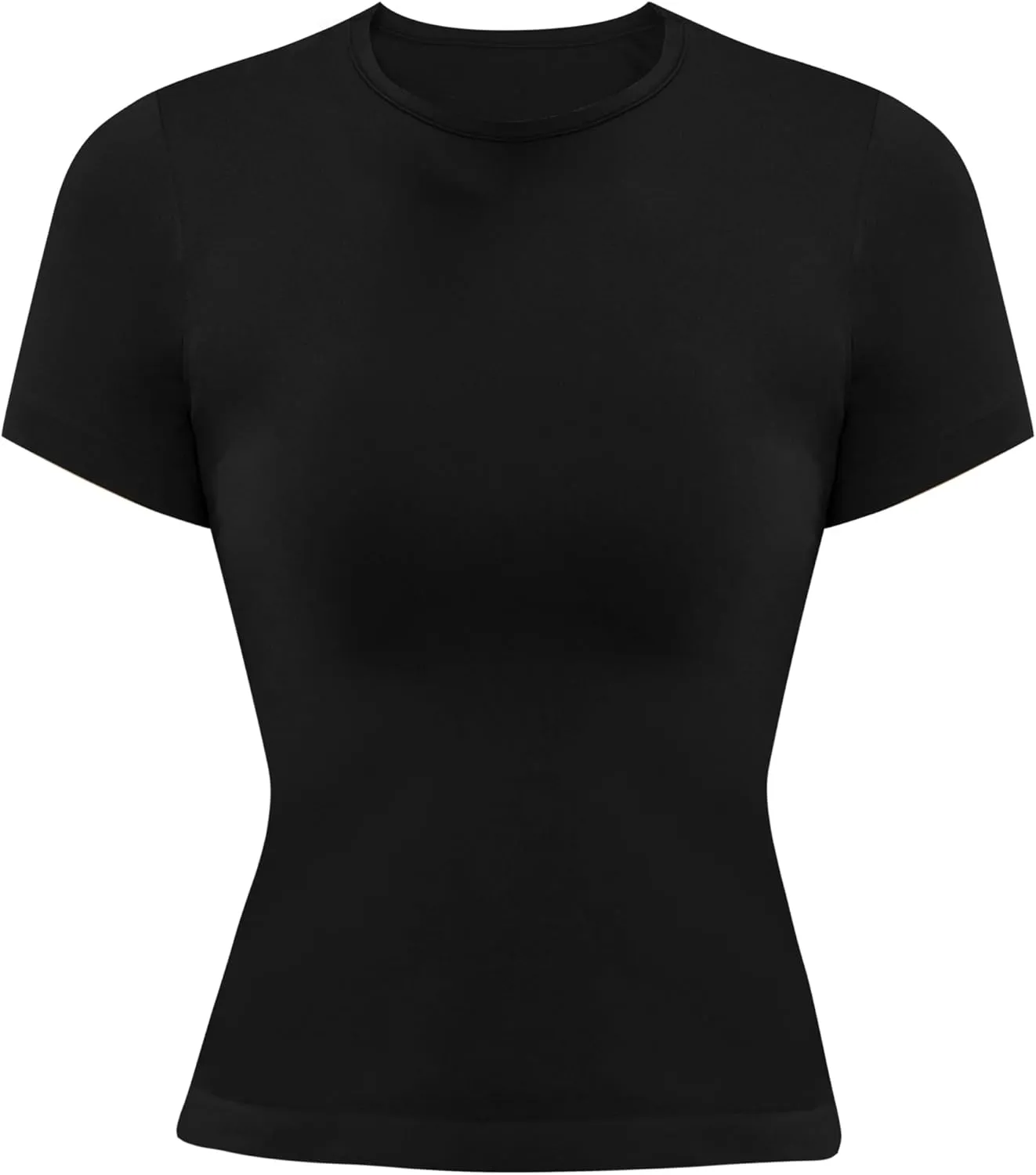 Sunzel Short Sleeve Fitted Basic T Shirts for Women, Soft Crew Neck Basic Crop Tee Cute Trendy Summer Tops Tight Tees