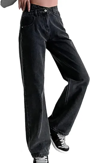 Sweatpants Women Women Designer Pants Crossed High Rise Wide Leg Jeans Button Pocket Trousers Slacks Straight