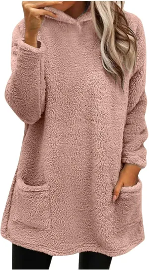 Sweatshirts for Women comfort hoodie for anxiety Long Sleeve Winter Shirts Round Neck Casual Warm Cute Long Tops