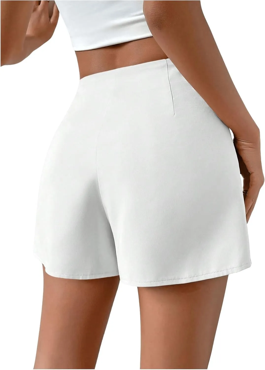 SweatyRocks Women's Casual High Waist Button Front Wrap Shorts Solid Ruched Skort Skirt