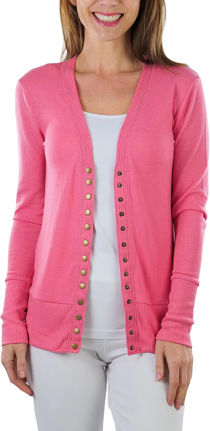 ToBeInStyle Women's Mixed Knit Long Sleeve V-Neck Button Front Cardigan Sweater