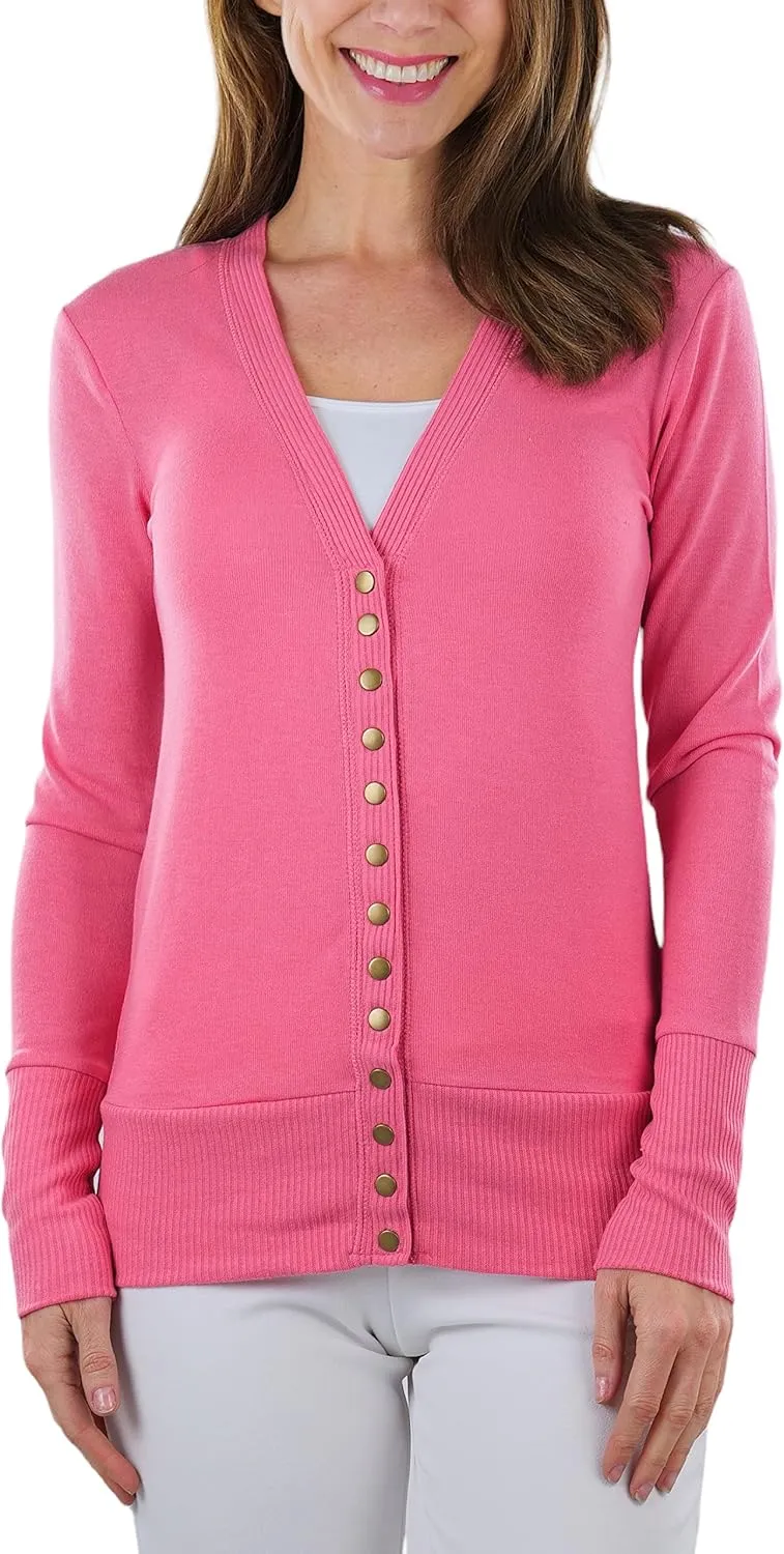 ToBeInStyle Women's Mixed Knit Long Sleeve V-Neck Button Front Cardigan Sweater