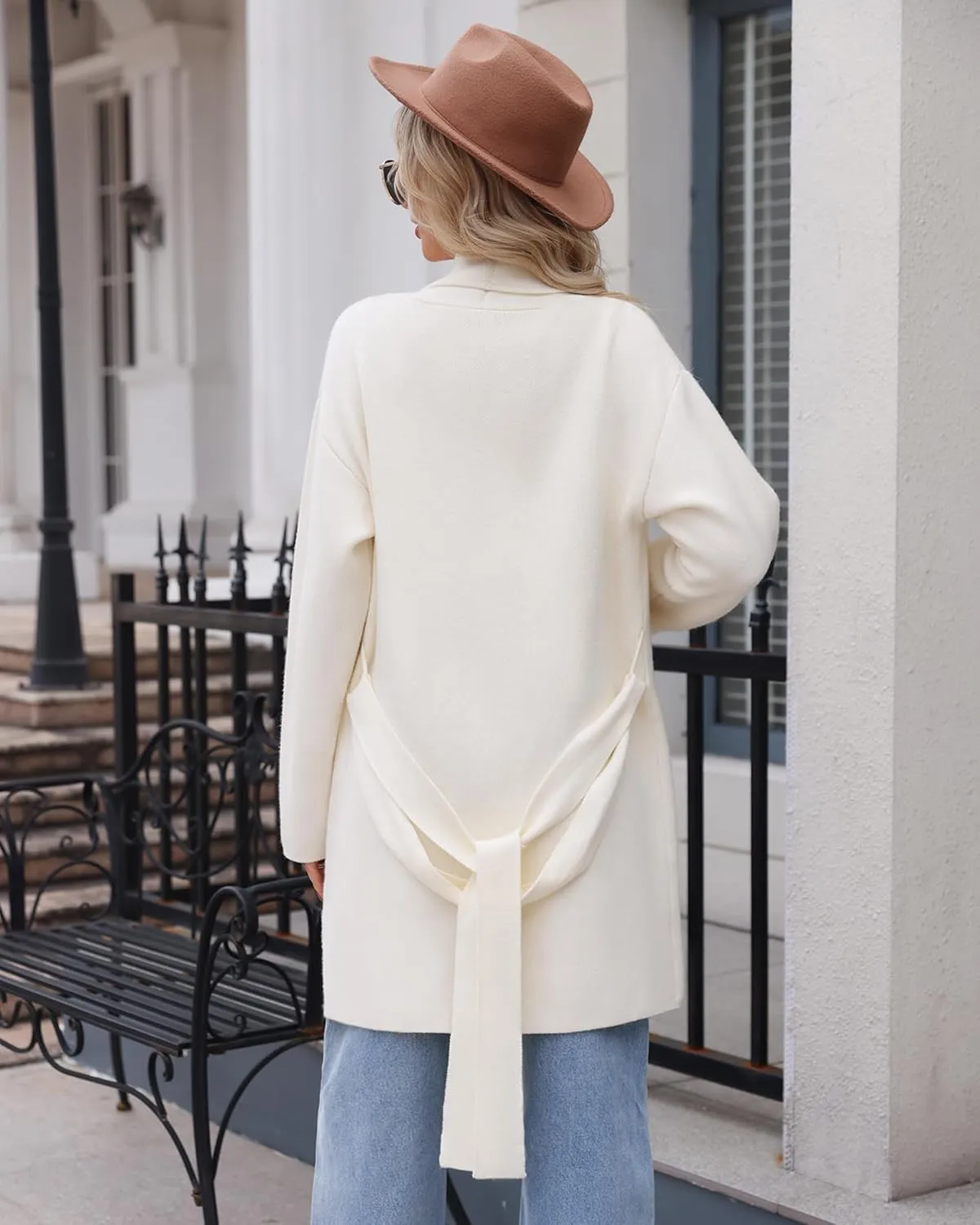 Totatuit Long Cardigan Sweaters for Women with Belt 2025 Fall Spring Open Front Knit Sweaters for Women with Pockets