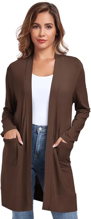 TownCat Womens Lightweight Cardigan with Pocket, Long Sleeve Open Front Casual Loose Cardigan for Women