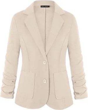 Unifizz Womens Casual Work Office Blazer Pockets Buttons Suit Jacket 3/4 Sleeve