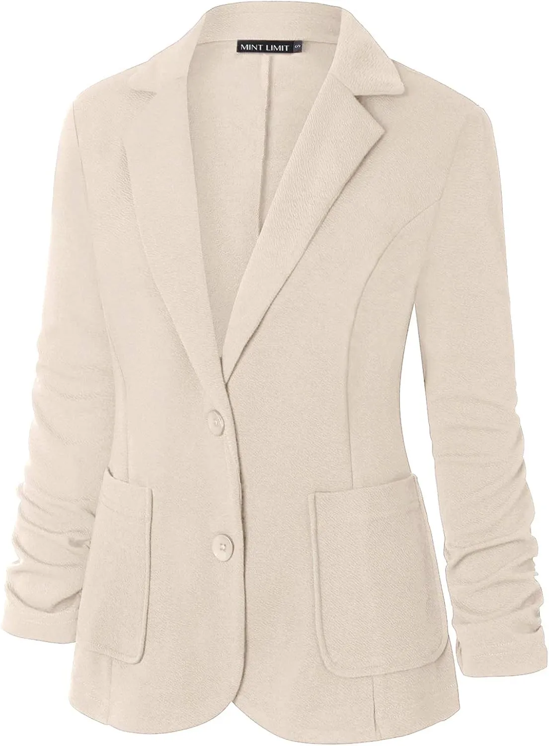 Unifizz Womens Casual Work Office Blazer Pockets Buttons Suit Jacket 3/4 Sleeve