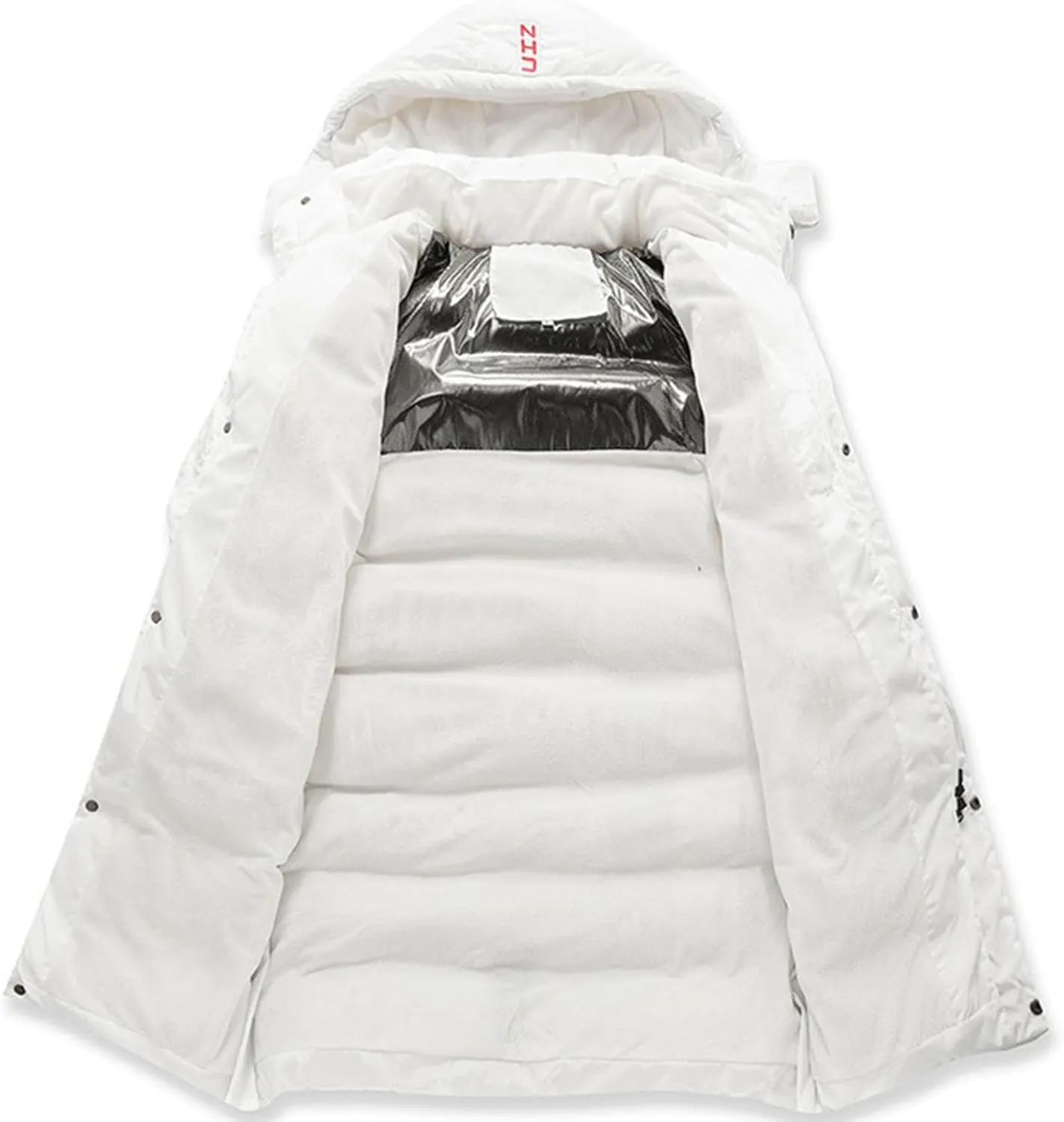 Unisex Men's Women's Long Puffer Jacket Thermal Cotton Padded Winter Coat with Detachable Hood