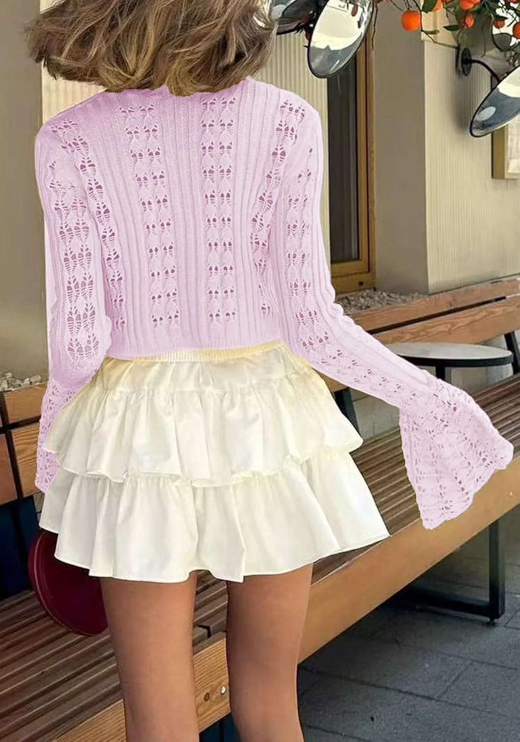 Unybwonn Long Cardigans for Women Crochet Hollow Out Knit Sweater Cover up Maxi Dress Long Sleeve Button Down Cardigan