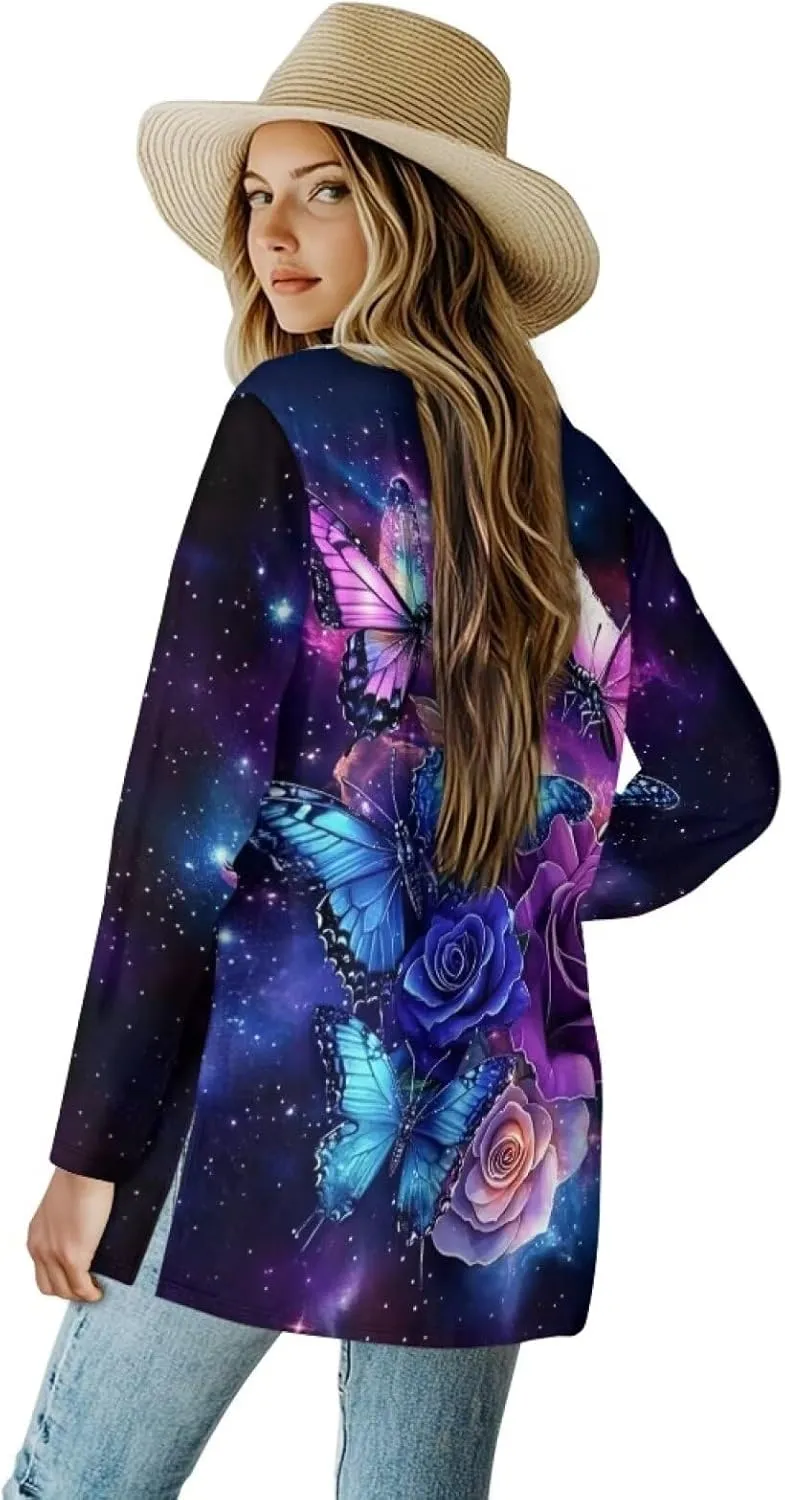 Uourmeti Women's Long Sleeve Cardigan Oversized Open Front Cardigan Jacket Lightweight Cardigan Sweater