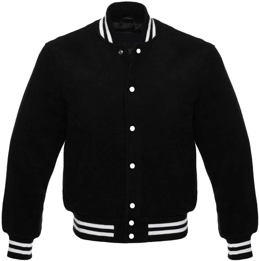 Varsity Letterman Baseball Retro Wool and Genuine Leather Sleeves Vintage Bomber Style Varsity Jacket