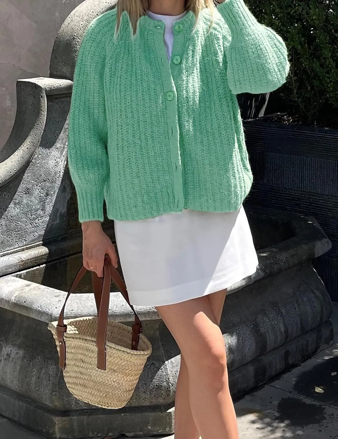 VDWIP Womens Cardigan Sweaters Button Down Chunky Knit Sweater Fall Loose Long Sleeve Cropped Cardigan