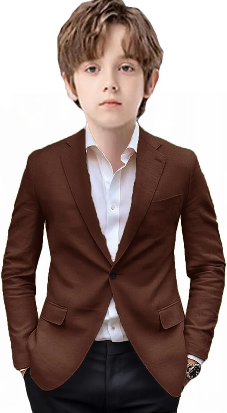 VENNYNG Boys and Kids Linen Suit Jacket Children Spring Summer Pure Color Slim Casual Kids Blazer Coat Breathable