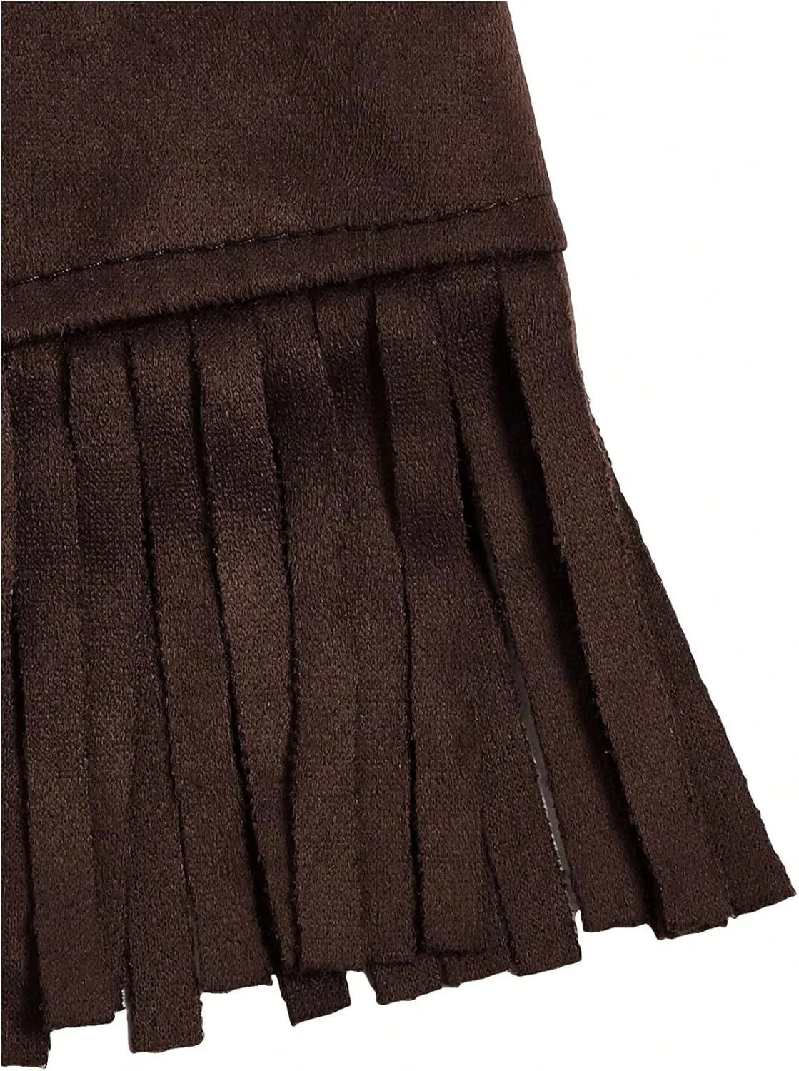 Verdusa Girl's Faux Suede Tassel Vest 70s Hippie Cardigan Cowgirl Fringe Jacket