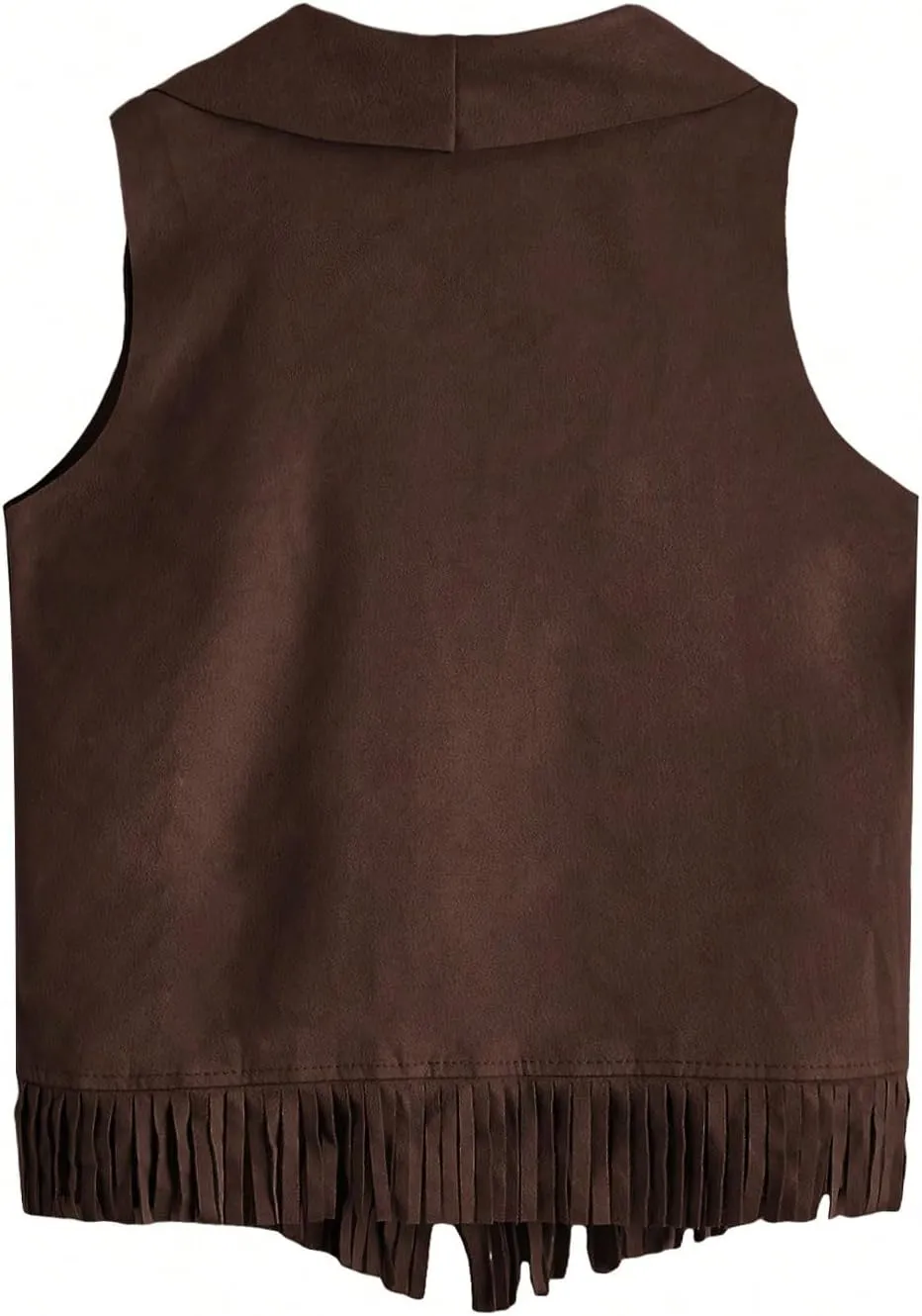 Verdusa Girl's Faux Suede Tassel Vest 70s Hippie Cardigan Cowgirl Fringe Jacket