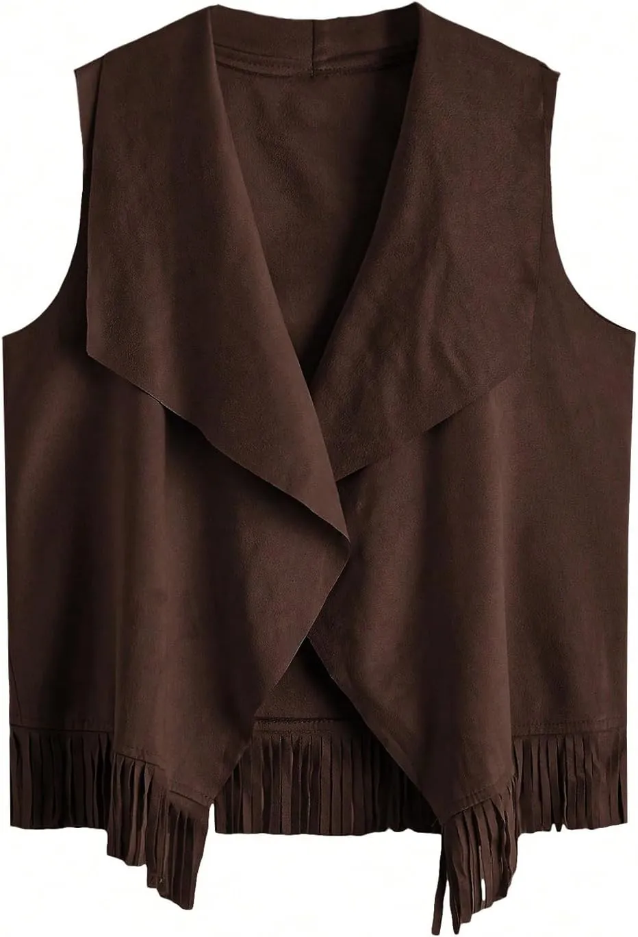 Verdusa Girl's Faux Suede Tassel Vest 70s Hippie Cardigan Cowgirl Fringe Jacket