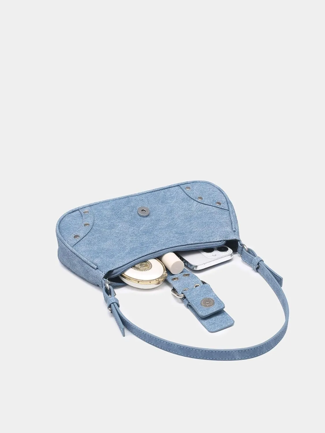 Verdusa Women's PU Leather Punk Rivet Shoulder Bags Vintage Handbag Purses
