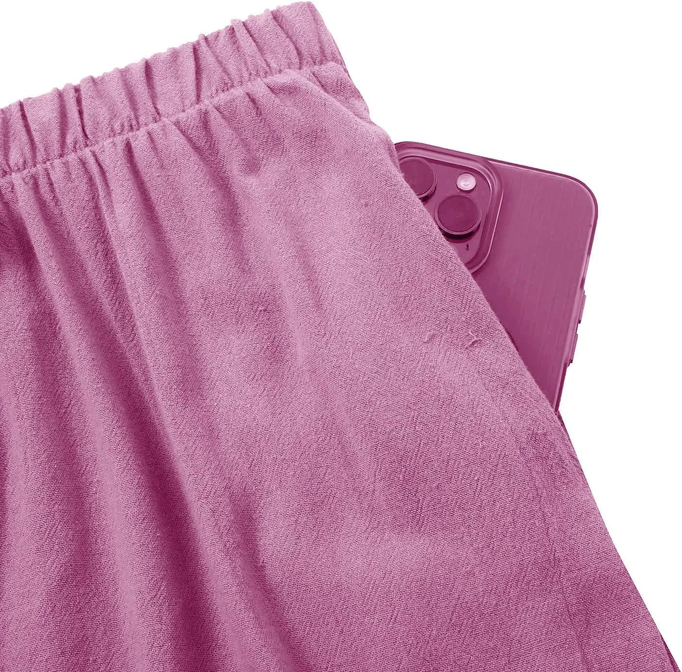 Wide Leg Linen Pants for Women Casual Drawstring High Waisted Palazzo Pants Lightweight Summer Flowy Beach Trousers