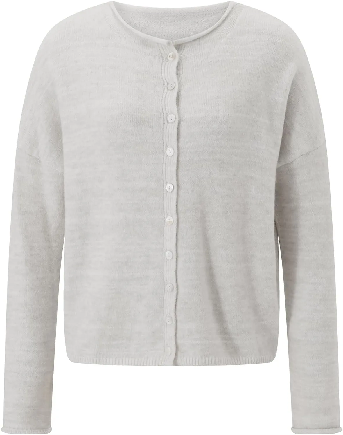 Women Casual Cardigan Sweater Lightweight Loose Crewneck Button Down Long Sleeve Basic Knit Tops