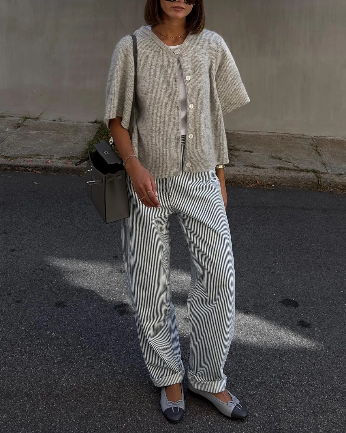 Women Knitted Crop Cardigan Sweater Short Sleeve Button Down Ribbed Knit Crop Top Blouse Y2k Pullover Tee Tops