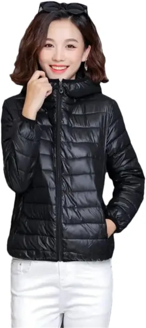 Women Short Cotton-Padded Jacket Down Cotton Coat Light Thin Quilted Lattice Parkas Tops Coats Black 3XL